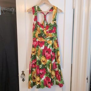 London Times Floral Pink/Green/Yellow Dress - 10